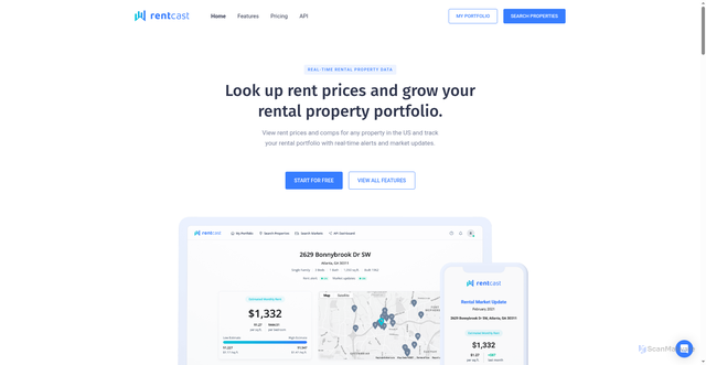 Security scan screenshot of https://www.rentcast.io/