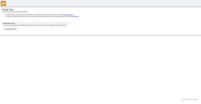 Security scan screenshot of https://click.emails.bonnierpublications.com/unsub_center.aspx?qs=ABl7InYiOjEsImQiOjUwMTUsInAiOiJVQyJ9ADIAAAAAAgNObJ5aif1S3zT0BCYYAQhcf2bOrLZSVnhRRcWJKBqyvqWuB-JmS578Ey8qXsLHdY1BB-KLrDctQZj4xljdNUtua5W5urOK