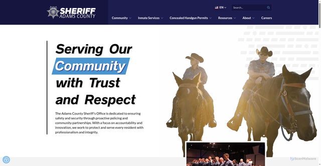 Security scan screenshot of https://adamssheriffco.gov/
