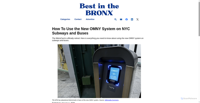 Security scan screenshot of https://bestinthebronx.nyc/how-to-use-the-new-omny-system-on-nyc-subways-and-buses/