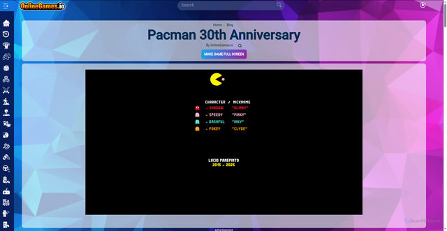 Security scan screenshot of https://www.onlinegames.io/google-pacman/