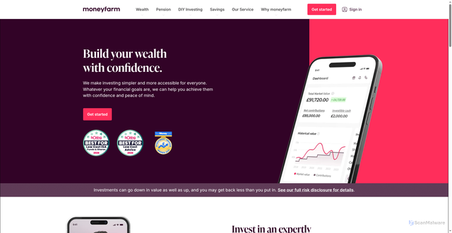 Security scan screenshot of https://moneyfarm.com