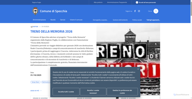 Security scan screenshot of https://www.comune.specchia.le.it/