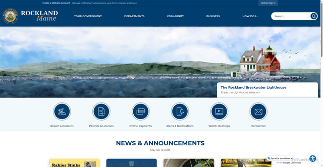 Security scan screenshot of https://rocklandmaine.gov/
