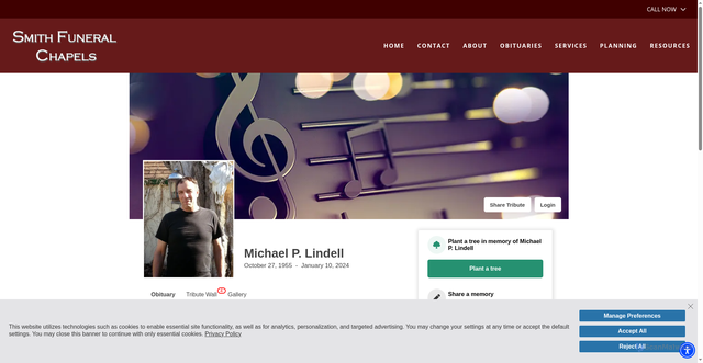 Security scan screenshot of https://www.smithfuneralchapels.com/obituaries/Michael-P-Lindell?obId=30672506