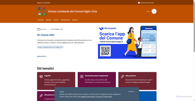 Security scan screenshot of https://www.unionedeicomuni.cr.it/it