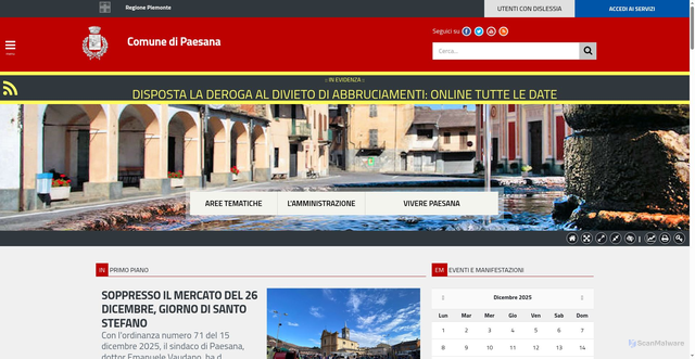 Security scan screenshot of https://www.paesana.it/