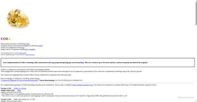 Security scan screenshot of https://cora.csail.mit.edu