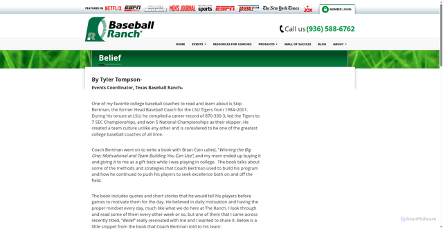 Security scan screenshot of https://www.texasbaseballranch.com/blog/belief/