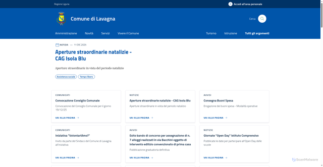 Security scan screenshot of https://comune.lavagna.ge.it/
