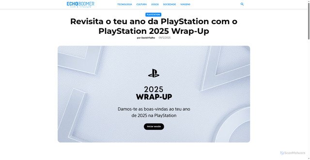 Security scan screenshot of https://echoboomer.pt/playstation-2025-wrap-up-ja-disponivel/
