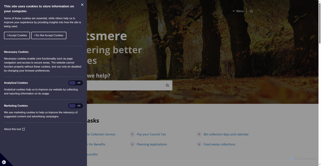 Security scan screenshot of https://www.hertsmere.gov.uk/