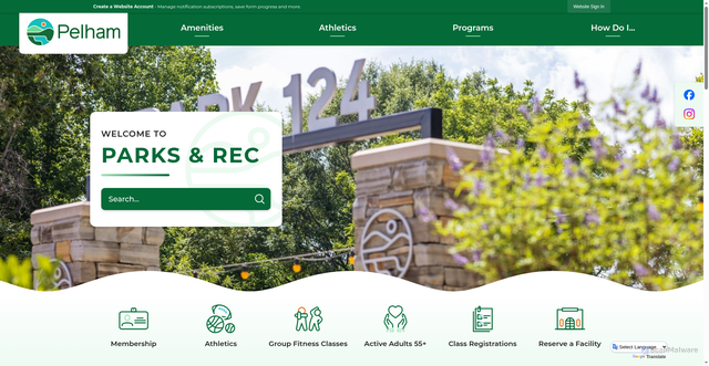 Security scan screenshot of https://pelhamalrecreation.gov/1291/Parks-Recreation