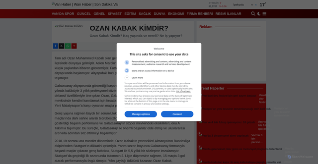 Security scan screenshot of https://www.wanhaber.com/biyografi/ozan-kabak-kimdir