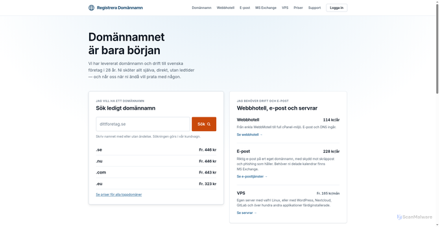 Security scan screenshot of https://registrera-doman.se