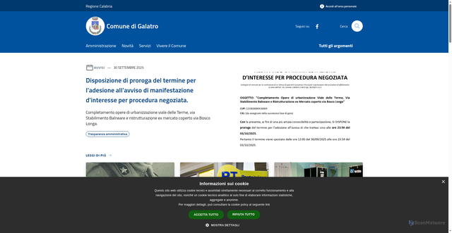 Security scan screenshot of https://www.comune.galatro.rc.it/it