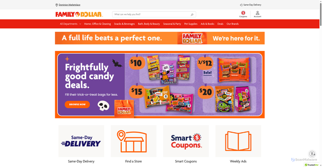 Security scan screenshot of https://www.familydollar.com