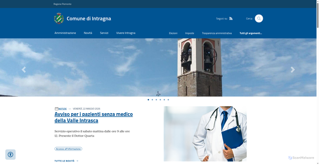 Security scan screenshot of https://www.comune.intragna.vb.it