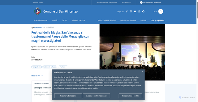 Security scan screenshot of https://www.comune.sanvincenzo.li.it