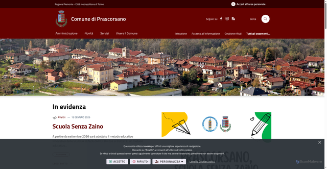Security scan screenshot of https://www.comune.prascorsano.to.it/it-it/home