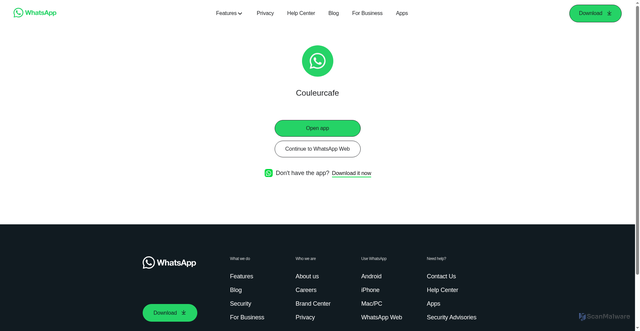 Security scan screenshot of https://wa.me/19703187738