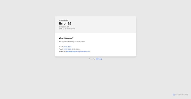 Security scan screenshot of https://clients.zelis.com