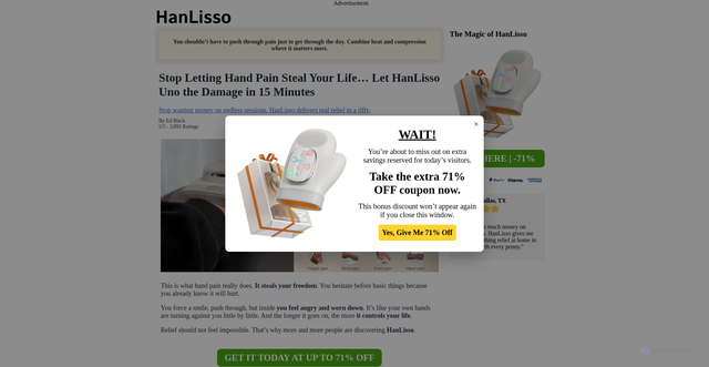 Security scan screenshot of https://hanlisso.com