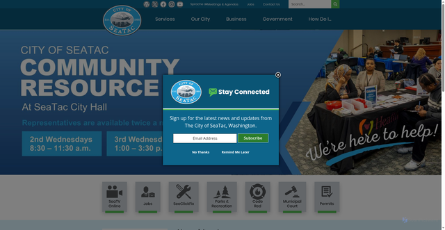 Security scan screenshot of https://www.seatacwa.gov/