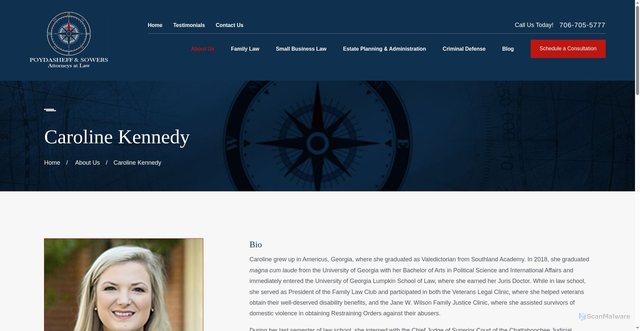 Security scan screenshot of https://www.poydasheffsowers.com/about-us/caroline-kennedy/