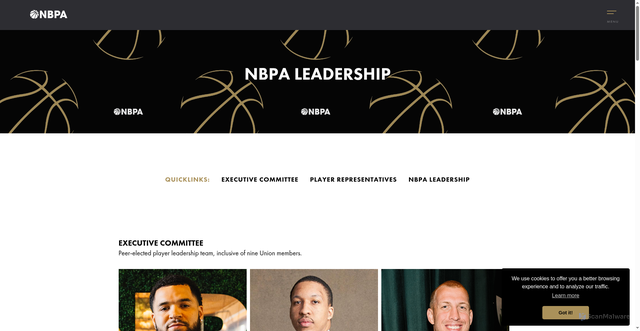 Security scan screenshot of https://nbpa.com/leadership