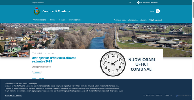 Security scan screenshot of https://www.comune.mantello.so.it/