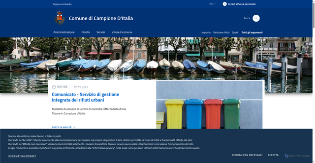 Security scan screenshot of https://www.comune.campione-d-italia.co.it/