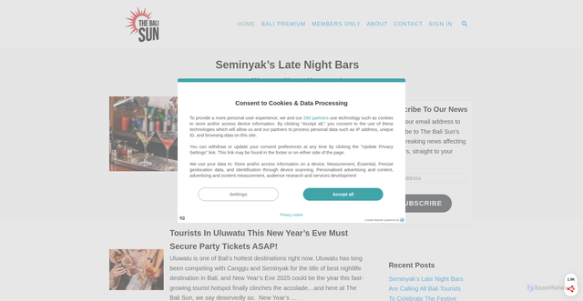 Security scan screenshot of https://thebalisun.com/