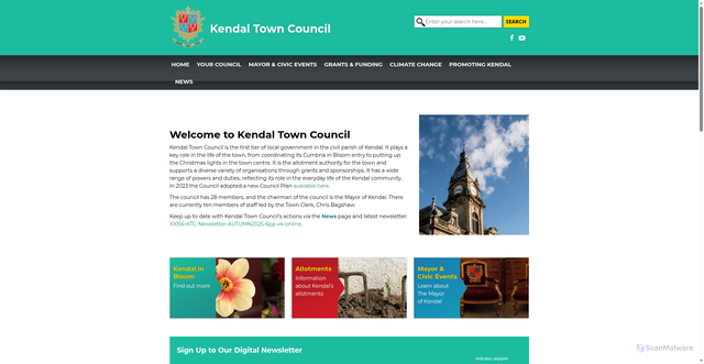 Security scan screenshot of https://www.kendaltowncouncil.gov.uk/