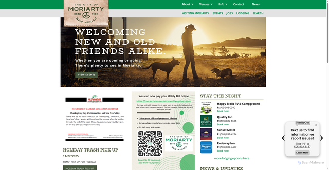 Security scan screenshot of https://www.cityofmoriarty.org/