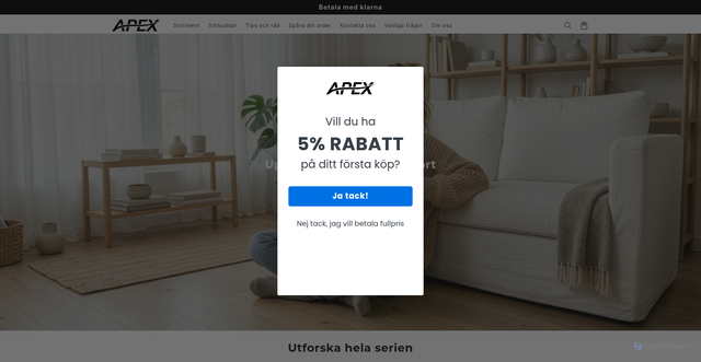 Security scan screenshot of https://apexessentials.se