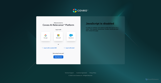 Security scan screenshot of https://lgcorporationproduction0fxcu0qx.org.coveo.com