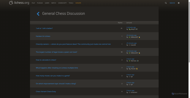 Security scan screenshot of https://lichess.org/forum/general-chess-discussion