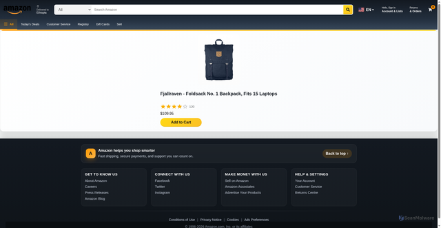 Security scan screenshot of http://amazon-clone-six-rho-44.vercel.app/product/1