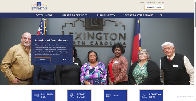 Security scan screenshot of https://www.lexingtonnc.gov/