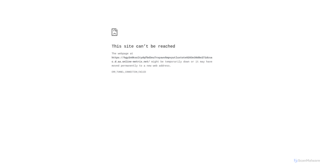 Security scan screenshot of https://hgy2n0ksoltydqfbd3eu7rwyawv5mpvyutluxtote0203e39d8e271dcsac.d.aa.online-metrix.net