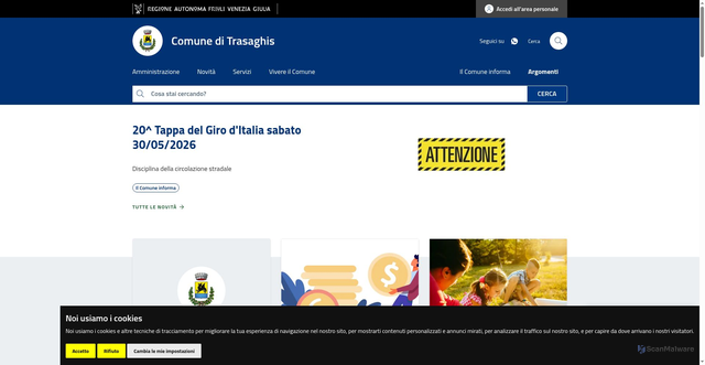 Security scan screenshot of https://www.comune.trasaghis.ud.it
