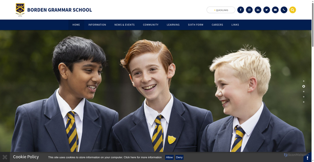 Security scan screenshot of https://www.bordengrammar.kent.sch.uk/