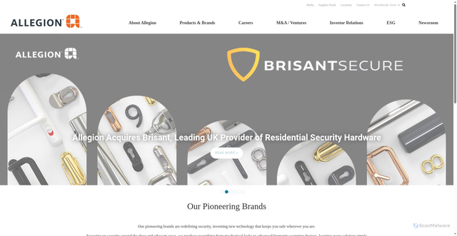 Security scan screenshot of https://www.allegion.com