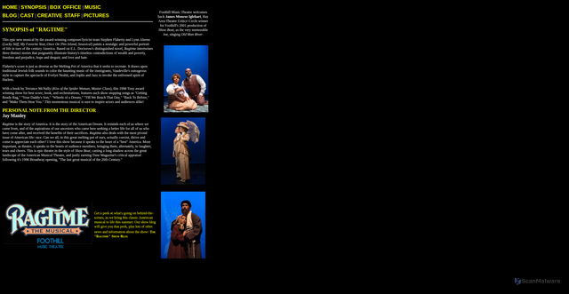 Security scan screenshot of https://foothill.edu/theatre/archives/ragtime/synopsis.html