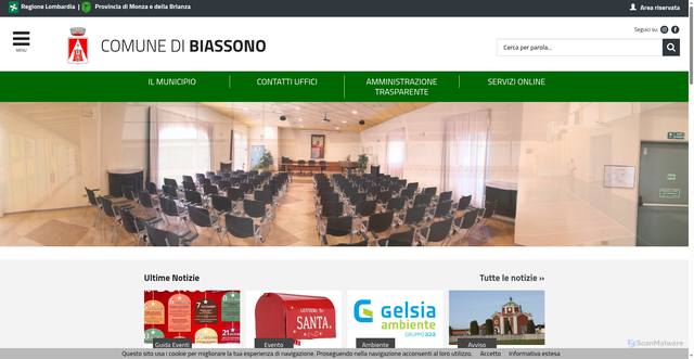 Security scan screenshot of https://www.biassono.org/servizi/notizie/notizie_homepage.aspx
