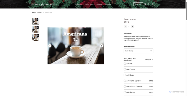Security scan screenshot of https://www.becahouse.com/product/americano/8