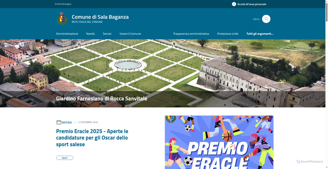 Security scan screenshot of https://www.comune.sala-baganza.pr.it/