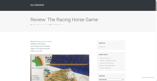 Security scan screenshot of https://idleremorse.com/2021/07/06/review-the-racing-horse-game/