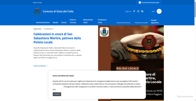 Security scan screenshot of https://www.comune.gioiadelcolle.ba.it/